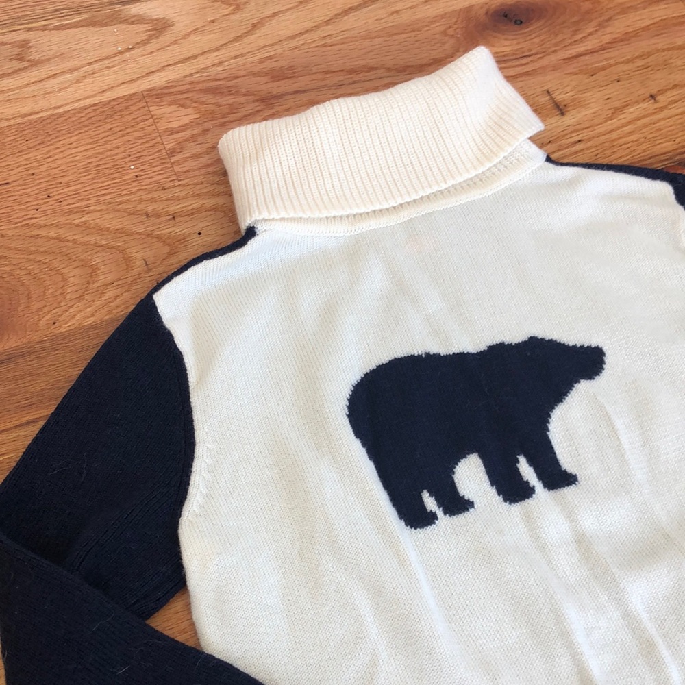 Perfect Moment Wool Navy and White Turtleneck Bear Sweater - Picture 2 of 8
